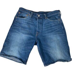 Womens Levis 501‎ Buttonfly Bermuda Shorts Blue 32" Cotton Elastane